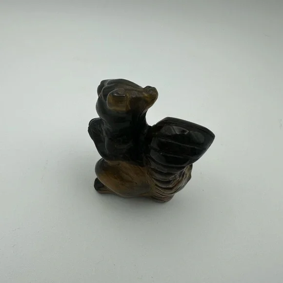 Hand Carved Tiger Eye Squirrel Carving - Picture 3 of 9
